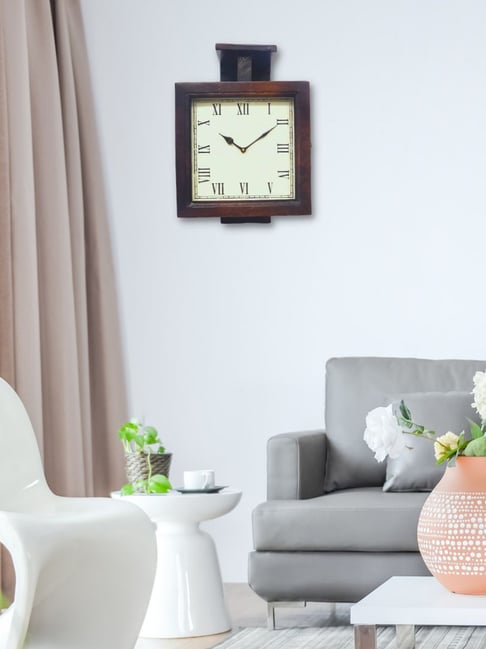 buy-ancient-clock-makers-square-brown-wood-wall-clock-at-best-price
