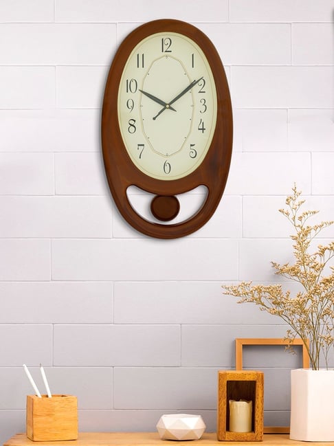 CHRONIKLE Elegant Oval Brown Plastic Wall Clock-picture-23