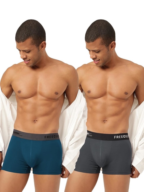 Freecultr Midnight Blue & Ash Grey Comfort Fit Trunks - Pack of 2