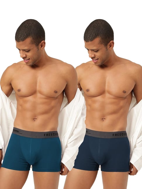 Freecultr Midnight Blue & Prussian Blue Comfort Fit Trunks - Pack of 2