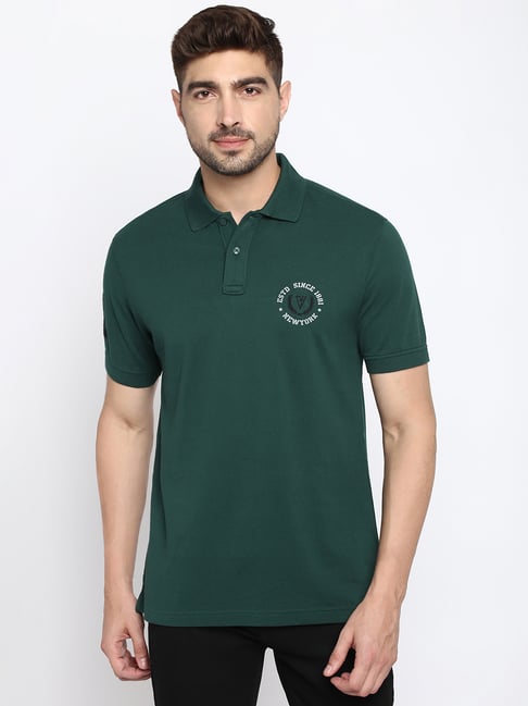 Van Heusen Sport Regular Fit Varsity Inspired Short Sleeve Solid Polo  T-Shirt - Emerald Green