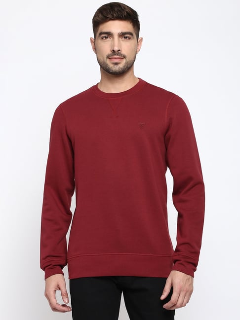 Van Heusen Athleisure Regular Fit Ultra Soft Crew Neck Sweatshirt - Wine-picture-14