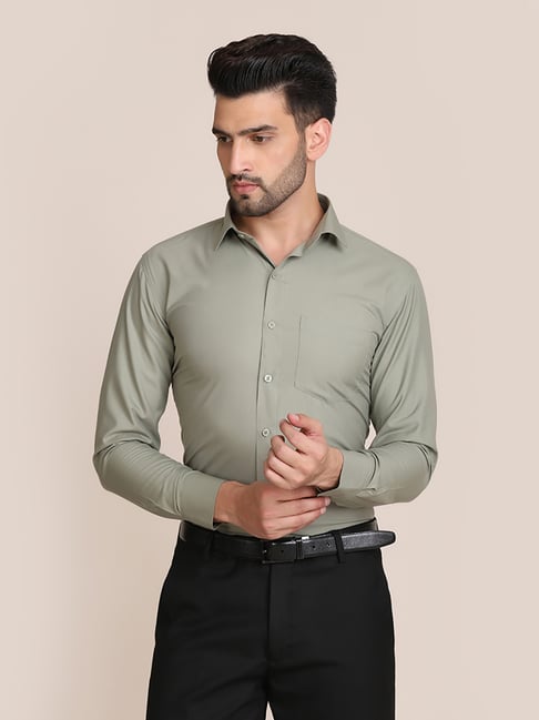 TAHVO Grey Slim Fit Shirt-image-48
