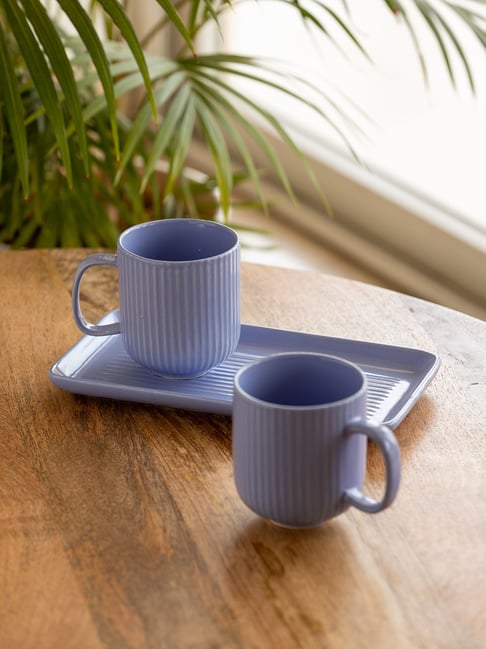 Hand Glazed Ceramic Chai Tea Cups & Ceramic Large Coffee Mugs Set of 2 (300  ML)