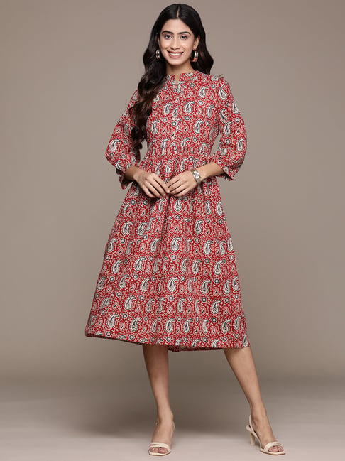 green emerald velvet dress Women Indian Floral Printed Fit & Flare Maxi Ethnic Dress Xs / Green