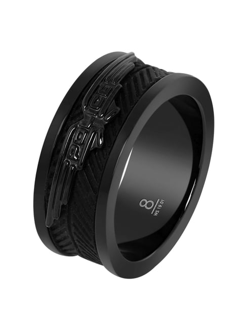 Police Silver-Plated Black Onset Ring for Men
