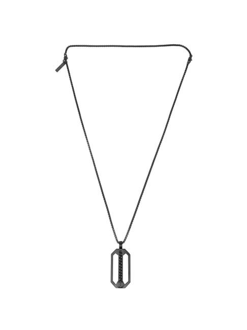 Police Black-Plated Necklace for Men-picture-11