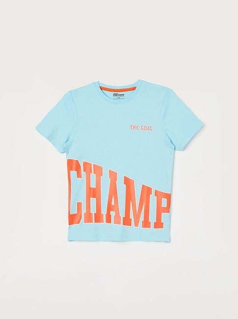 Fame Forever by Lifestyle Kids Blue Cotton Printed T-Shirt