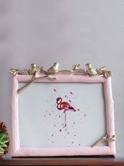 Art Street Pink Engineered Wood Three Little Birds For Wedding Creative Premium Square Photo Frame