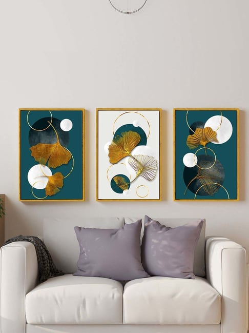 Art Street Canvas Prints Leaf Paintings Large Ginkgo Biloba Wall Art - Set of 3-picture-11