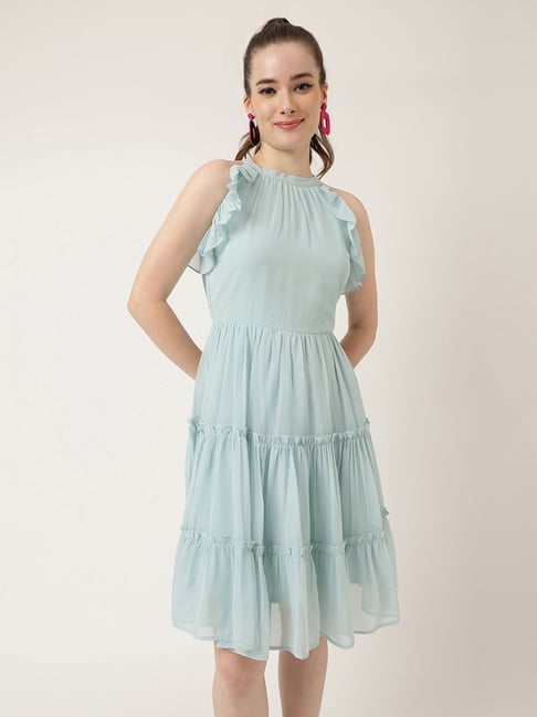 MASAKALI.CO Pastel Mint Green Fit Flare Dress