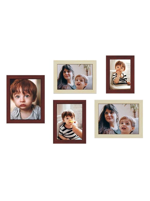 Art Street Brown Synthetic Inhale & Exhale Wall Photo Frame - Set of 5-picture-19
