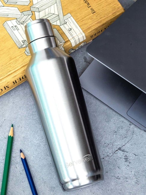 Servewell Silver Steel Alaska Single Wall Water Bottle (0.82 L)-picture-15