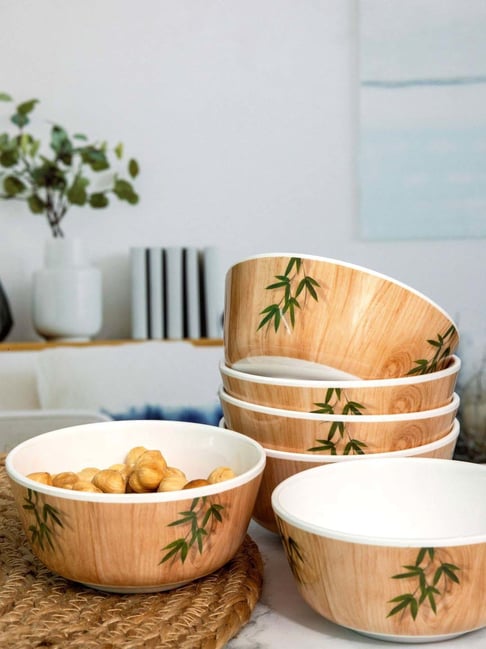 Servewell Bamboo Delite Melamine 10.5 cm Veg Bowl (0.24 L) - Set of 6-picture-28