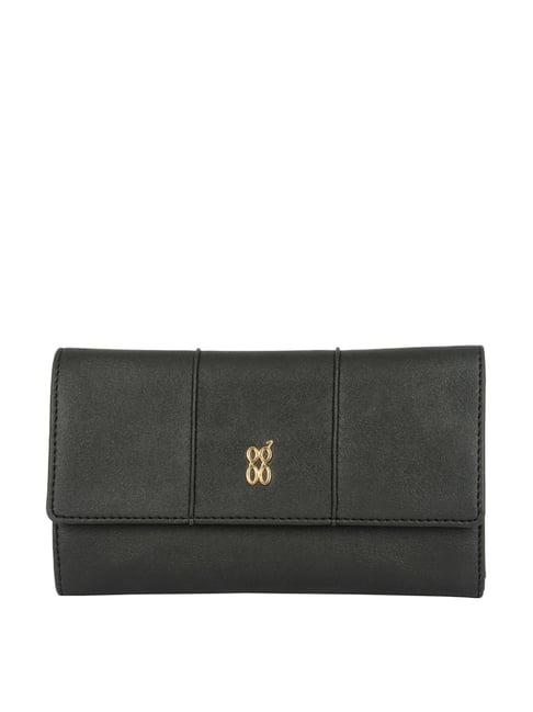 Baggit Black Solid Tri Fold Wallet for Women