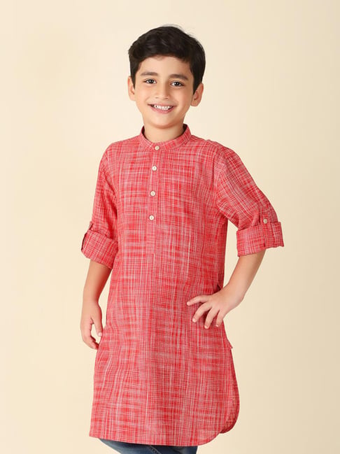 Fabindia Kids Red Printed Full Sleeves Kurta-image-14