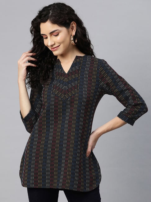 Cottinfab Multicolor Cotton Striped Top-image-25