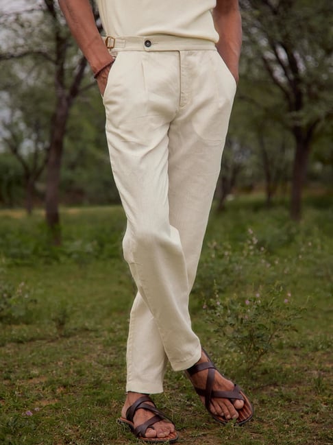 Buy Wide Leg Linen Pants for Men, Heavy Linen Trousers With Pockets, High  Waisted Pants THEO Online in India - Etsy