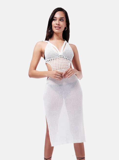 IZF Off White Crochet Beachwear Dress