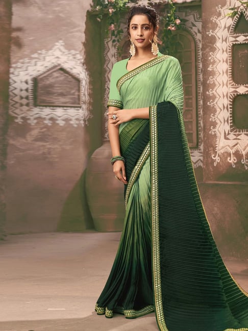 Plain Art Silk Saree in Green : SXTA3131