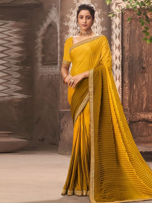 Buy Chechern Solid/Plain Bollywood Jacquard, Cotton Silk Yellow Sarees  Online @ Best Price In India | Flipkart.com