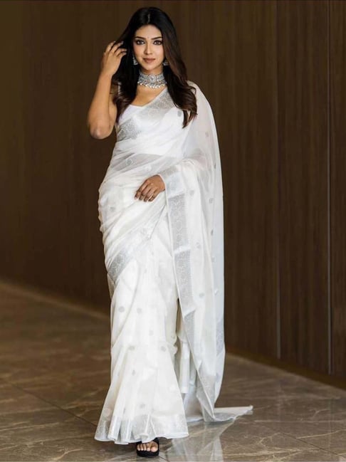 Shop White Khaddi Georgette Banarasi Saree Designs Online India USA UK –  Sunasa