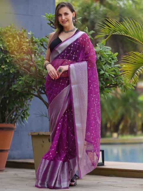 Silk Saree with blouse in Purple colour 5418