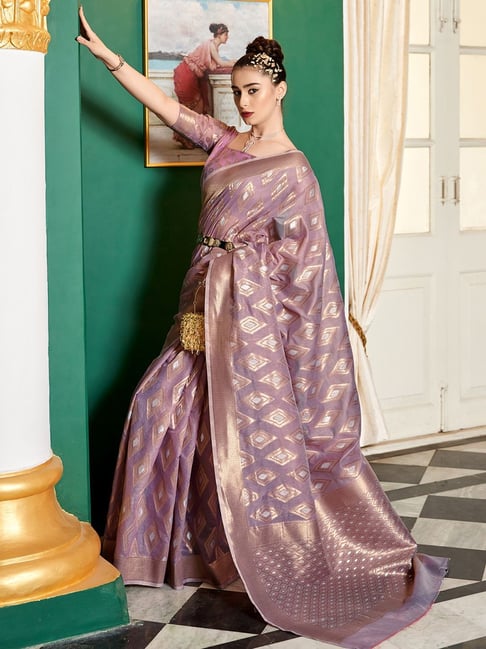 Buy online Beautiful Soft Silk Saree With Gold Zari Woven & Rich Pallu -  Purple-AF1643