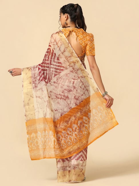 Buy Coordinate Set- Handcrafted Gold Stripe Zari Saree With Maroon Blouse  In Chanderi Handloom (Set Of 2) by Designer VINUSTO for Women online at  Kaarimarket.com