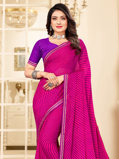 Pink silk saree with blouse 26017