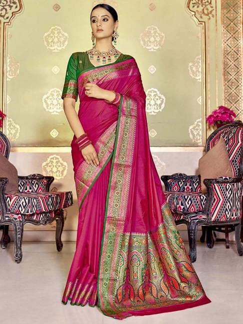 Buy Hot Pink Kanjivaram Saree online-Karagiri