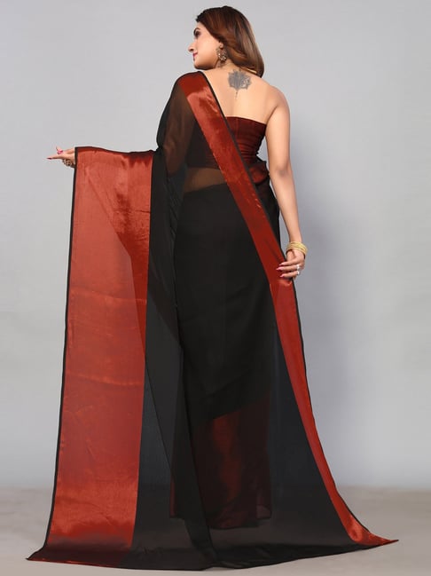 Buy LOYALTY CREATION Solid/Plain Daily Wear Art Silk Black Sarees Online @  Best Price In India | Flipkart.com