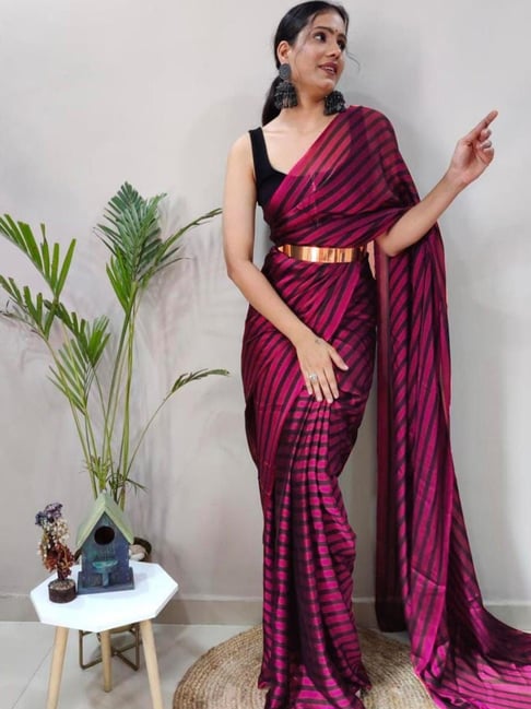 Maroon Cotton Silk Saree with Contrast Blouse Piece - Jhanvi Fashions