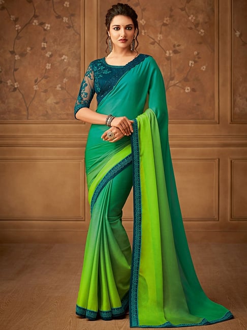 Silk Saree with blouse in Light green colour 10065