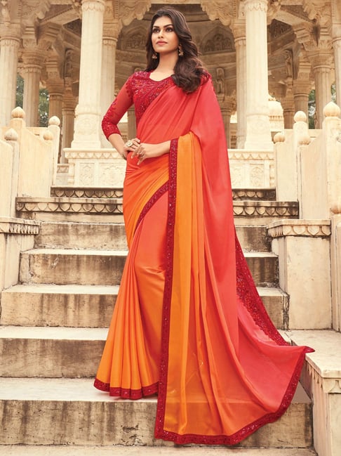 Bandhani on Silk Saree - Light Orange and Fuchsia – Naina Jain