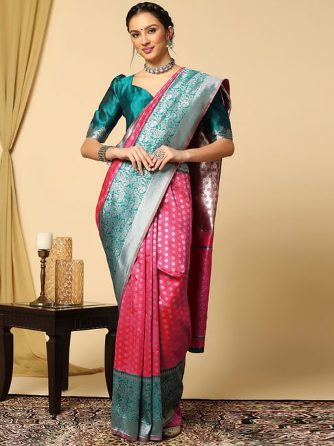 Baby Pink Double Layered Saree with Matching Unstitched Designer Blous –  Seasons Chennai