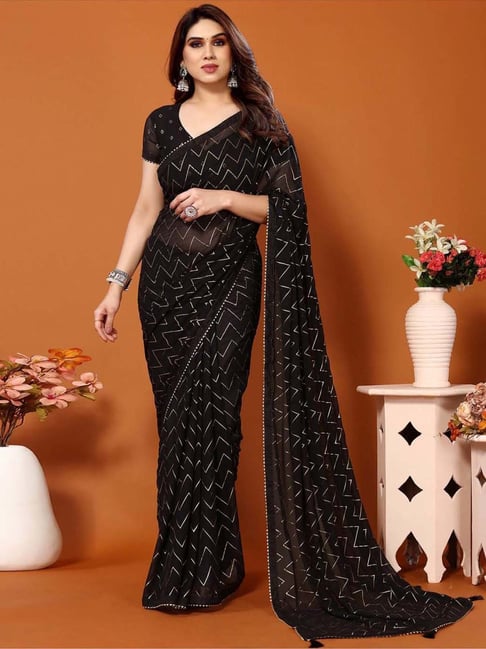 Buy Black Sarees for Women by SATRANI Online