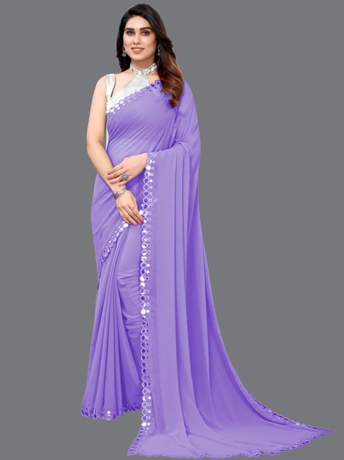 Lilac Color Wedding Saree with Scalloped Embroidered Border – Apparel  Designer