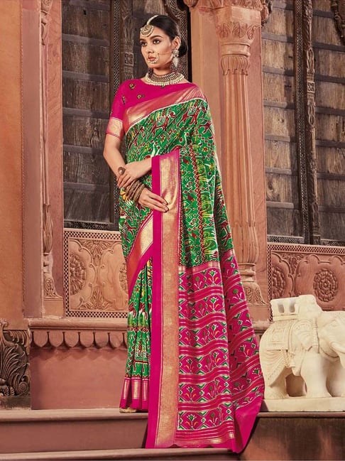 Online Fashion Shopping Printed Silk Carnation Pink Saree SARV142742