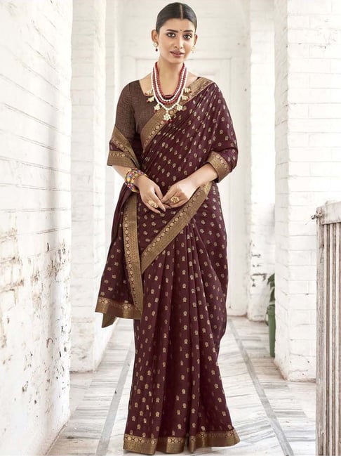 Maroon silk saree with blouse 3401