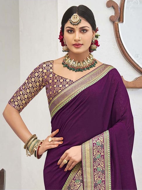 Panoramic Purple Silk Saree With Designer Blouse – Zariknyaa