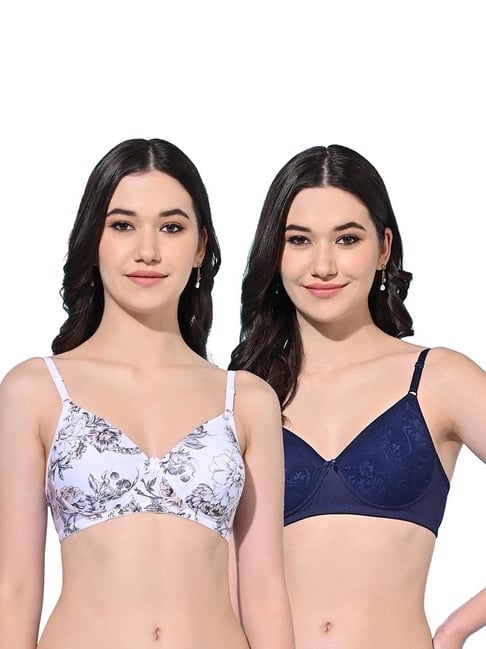 FIMS White & Blue Printed Bras - Pack Of 2-picture-13