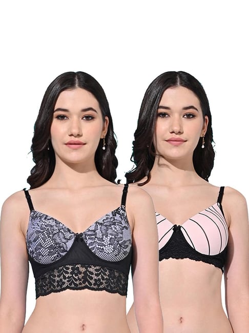 FIMS Black & Pink Printed Bras - Pack Of 2-picture-19