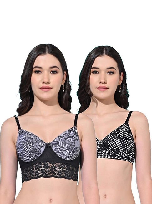 FIMS Black Printed Bras - Pack Of 2-picture-16