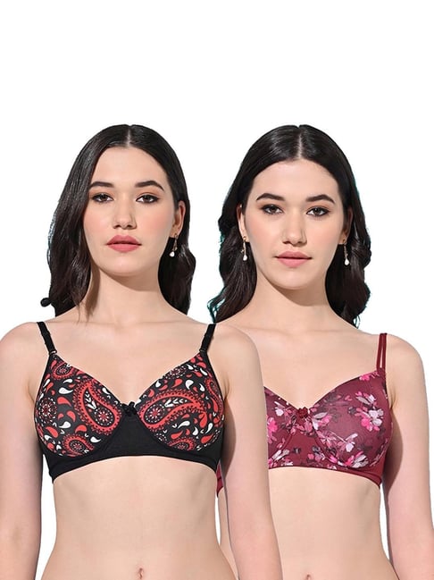 FIMS Black & Maroon Printed Bras - Pack Of 2-picture-38