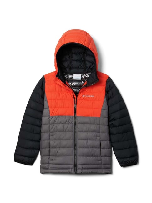 Columbia Kids Orange Grey Color Block Full Sleeves Jacket