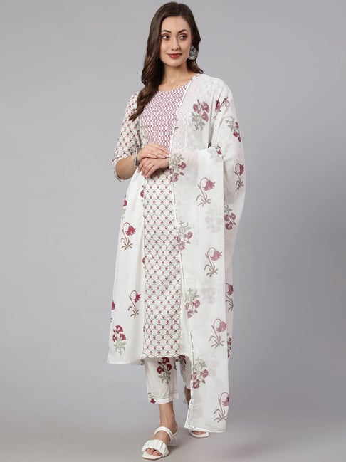 Full embroidered kurti with embroidered pants-Roys3692 – Royskart