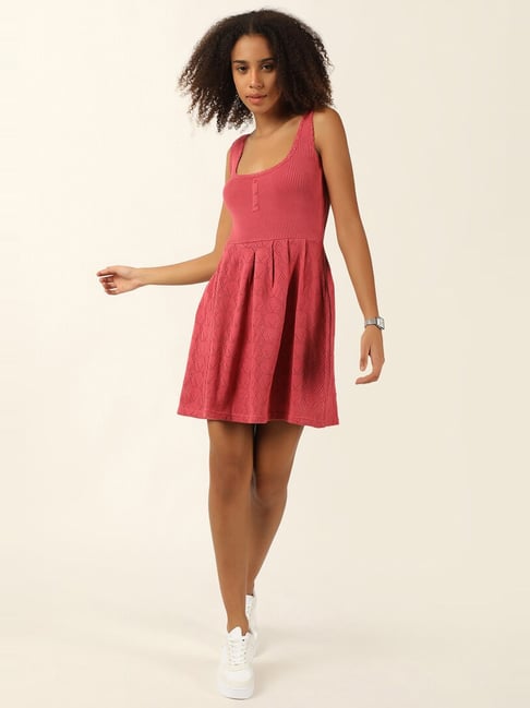 Buy Forever 21 Pink Cotton Self Pattern A-Line Dress for Women Online @  Tata CLiQ
