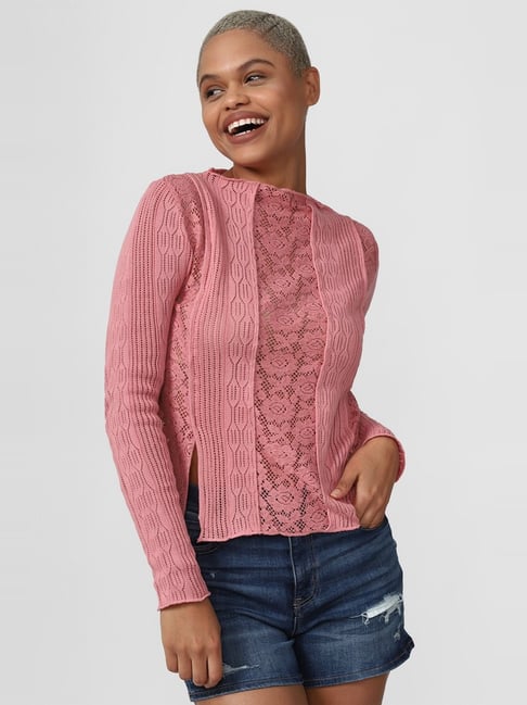 Buy Forever 21 Pink Cotton Self Pattern Top for Women Online Tata CLiQ