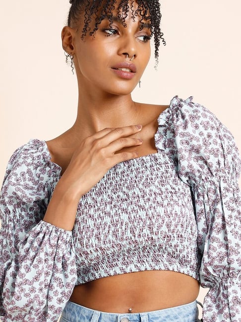 Buy Forever 21 Blue Floral Print Crop Top for Women Online Tata CLiQ